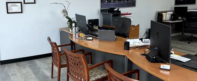 Front counter and customer seating inside our San Pedro office